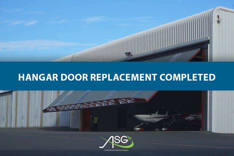 Image of Hangar door replacement completed.