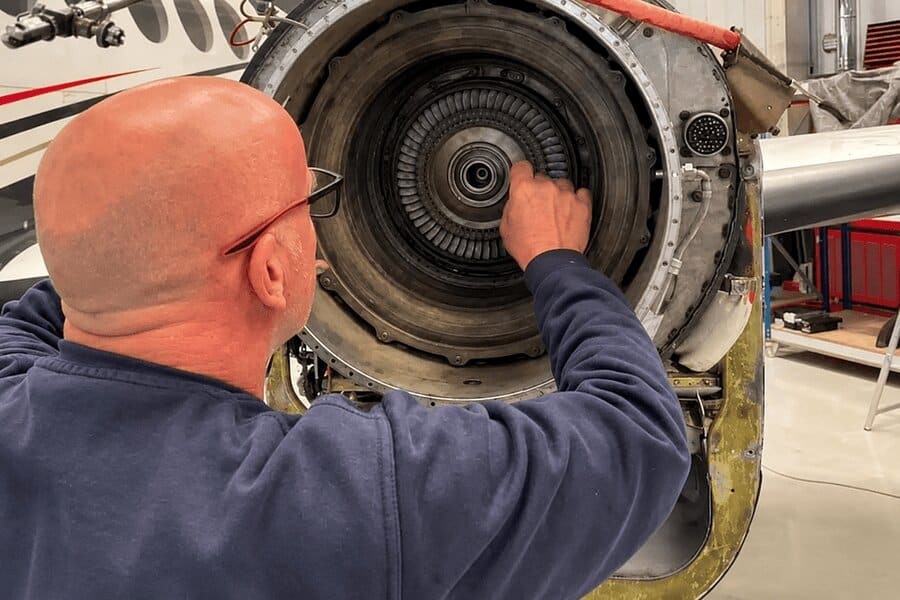 Image of PT6A Hot Section inspection.